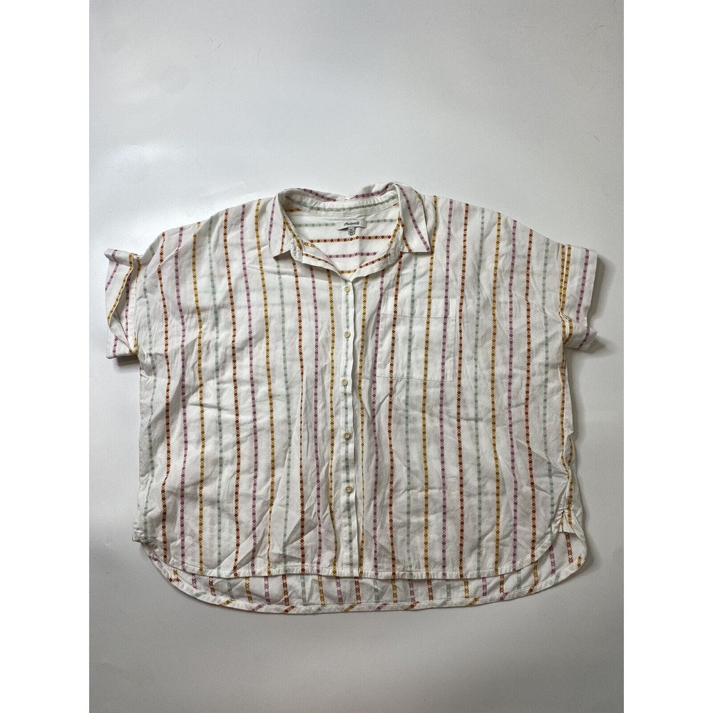 Madewell Women’s Size XL Button Up Daily Shirt in Jacquard Rainbow Stripe